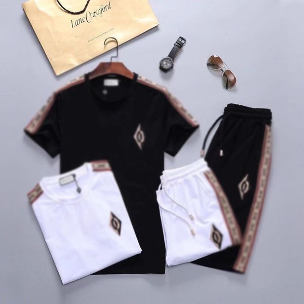 

luxury mens tracksuit summer male sets short sleeve luminous suit t shirts hip hop +shorts sportswear set, Gray