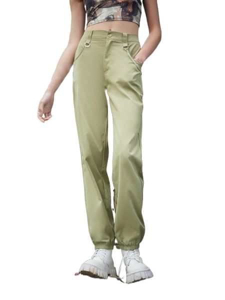 

romwe slant pocket carrot pants q58r#, Black;white