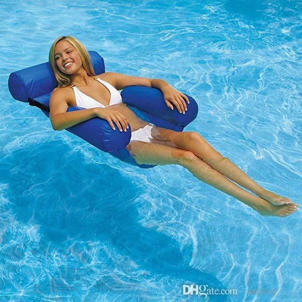 Amaca a rete gonfiabile con divano letto galleggiante con doppio schienale pieghevole e drenaggio galleggiante, senza bordo in schiuma
