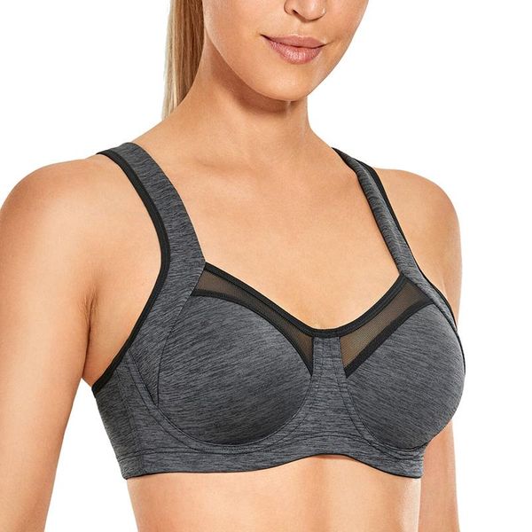 Completo da yoga 40 42 B C D DD E F Reggiseno sportivo da donna ad alto impatto Spalline regolabili Non imbottito Supporto per figura intera Corsa Allenamento Ferretto