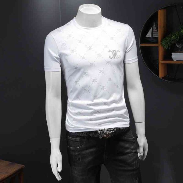 

men's fashion personality trend new short-sleeved brand wholesale 2022 summer style you mercerized cotton round neck short sleeve t-shi, White;black