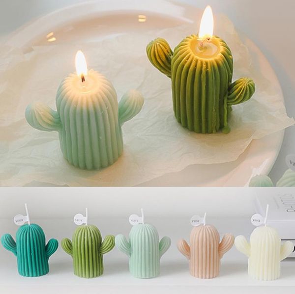 Creative Cactus vela de cera de soja feita à mão para decoração de casa Po adereços Diy Candle Birthday Presente São SN4517