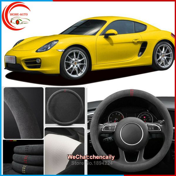 

for porsche cayman black suede alcantara car steering wheel cover all seasons