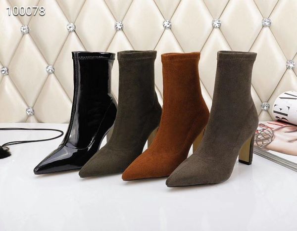 

new luxury designer women's ankle hlaf high heel booties women's high boots comfortable shoes size 35-40, Black