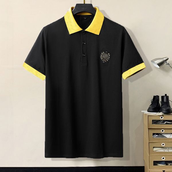 

2022 famous summer men's polos shirt brand cotton short sleeve business casual striped designer polos button t-shirt camisa breathable, White;black