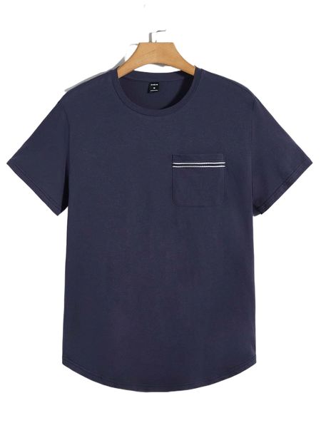 

men patched pocket curved hem tee c8gy#, White;black