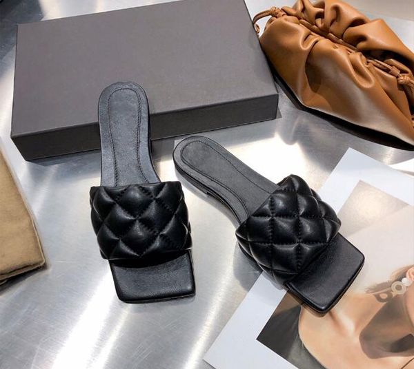 

2022 slippers woman lido sandals square toe high heels open-toe woven flat slippers designer summer all-match stylist shoes heel 9cm with bo, Black