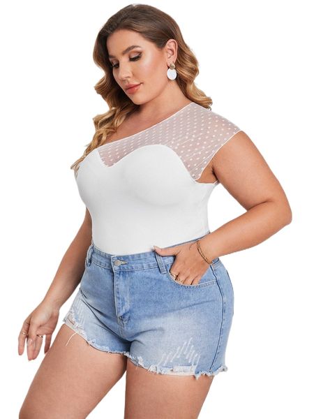 

plus contrast dobby mesh one shoulder d9hm#, Black