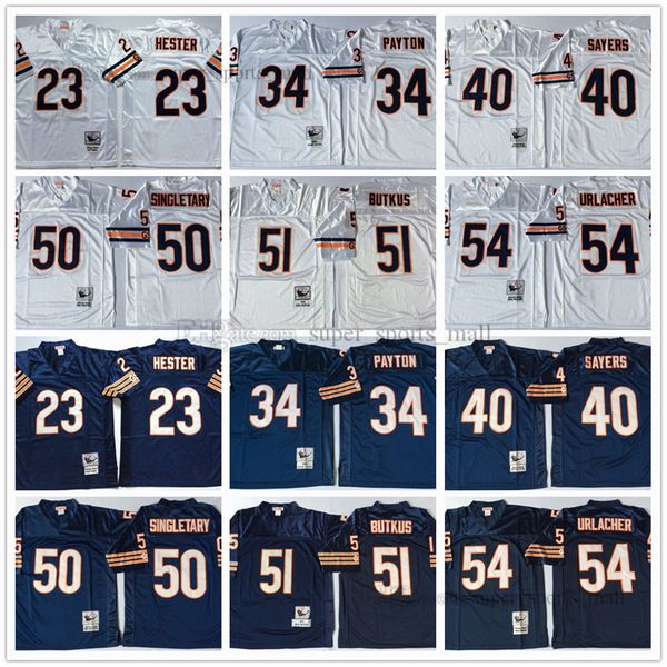 

vintage football jerseys mitchell and ness 34 walter payton 40 gale sayers 50 singletary 51 butkus 54 brian urlacher 72 perry hampton stitch, Black;red