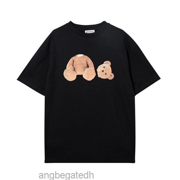 Europäischer und amerikanischer Modedesigner Teddybär-T-Shirt Herren bedrucktes Kurzarm-T-Shirt Mann und Frau Paare reine Baumwolle lässig locker 38