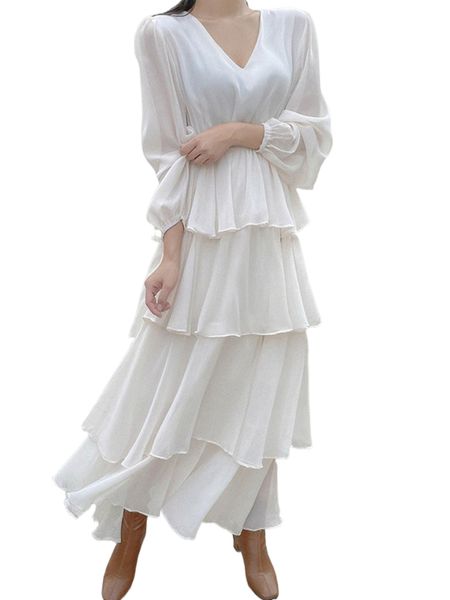 

dazy bishop sleeve maxi layered dress i3hb#, Black;gray