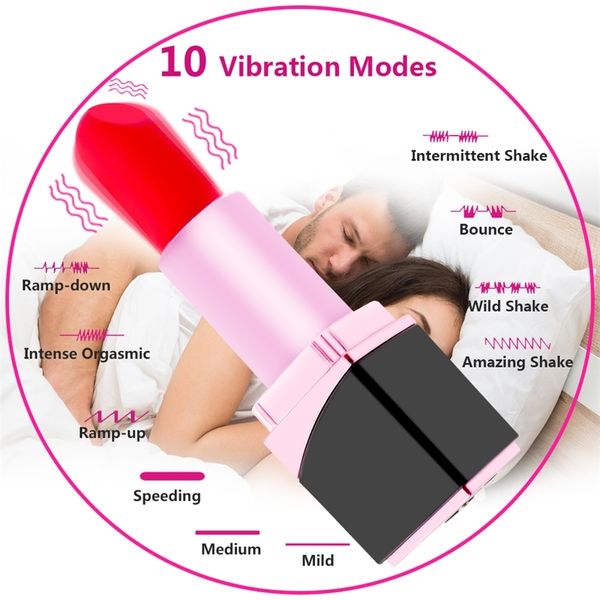Giocattolo del sesso Massaggiatore giocattolo 10 velocità Mini rossetto vibratore Ricarica USB Proiettile Massaggio capezzoli Stimolatore del clitoride Prodotto erotico per donna W038