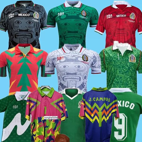 

blanco mexico retro soccer jerseys 1986 1998 vintage hernandez blanco campos uniforms 1994 95 2006 2010 jorge campos goalkeeper classic, Black;yellow
