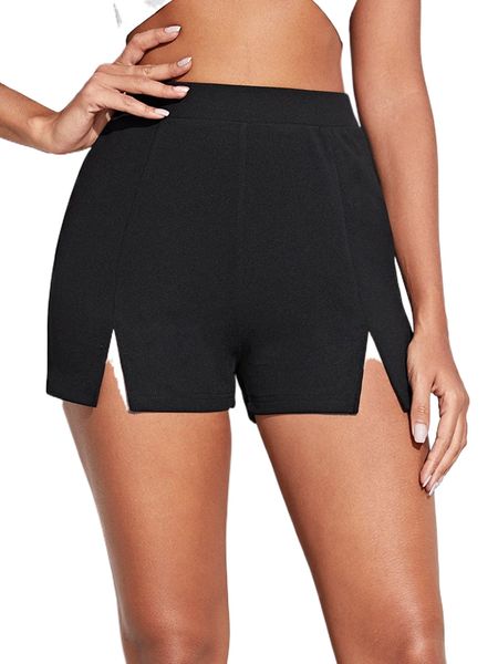 

slit hem solid shorts t4jf#, White;black