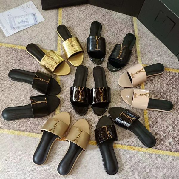 

designer slippers fashion luxury designer sliders womens summer sandals beach slide ladies flip flops loafers metal letters black outdoor ho