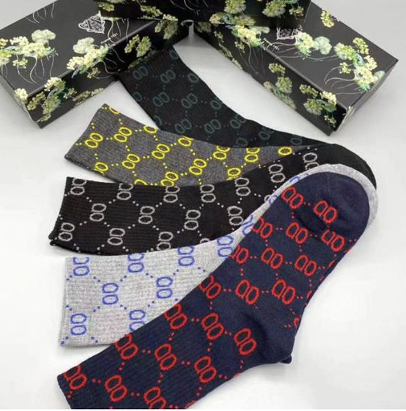 

men's socks designer mens womens socks five pair luxe sports winter mesh letter printed sock embroidery cotton man woman with box t2301, Black