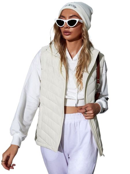 

zip up puffer vest coat z7m1#, Black