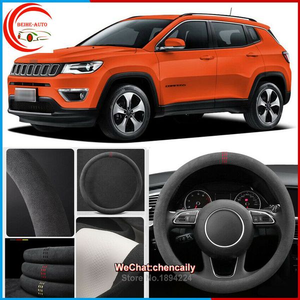 

for jeep compass black alcantara car steering wheel cover all seasons suede case