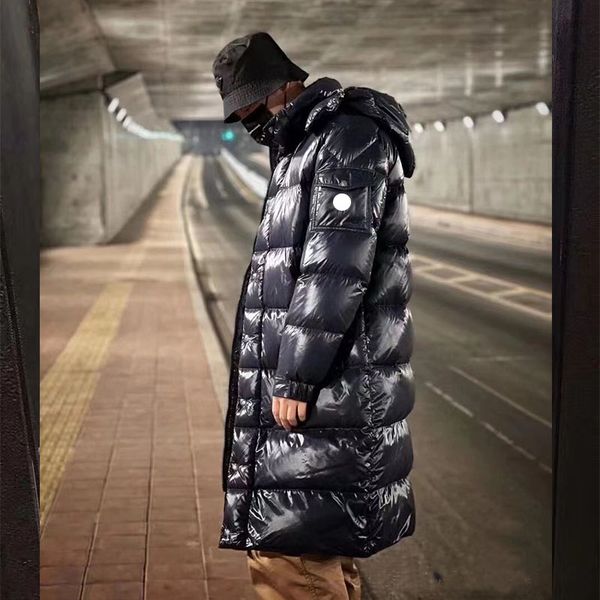 

2022 long thickened down puffer jacket fashion hooded casual warm 90 white duck down downs coat winter jaqueta outerwear parkas, Black