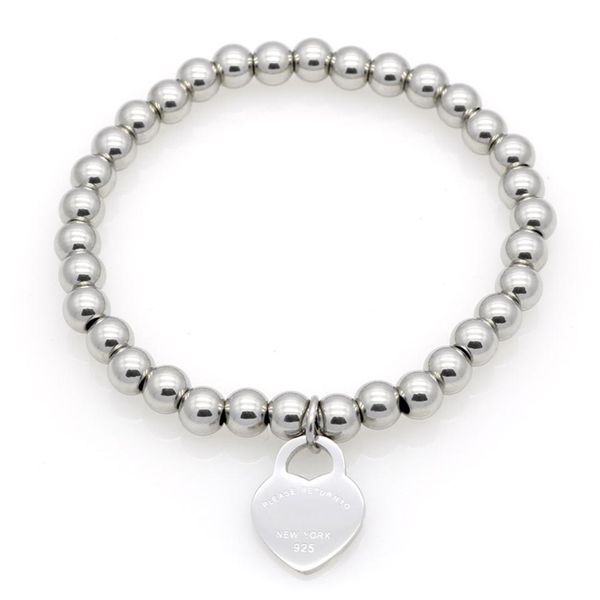 

new women copper beaded bracelet stainless please return to heart charms t letter pulsera bracelet 1pcs drop 252r, Golden;silver