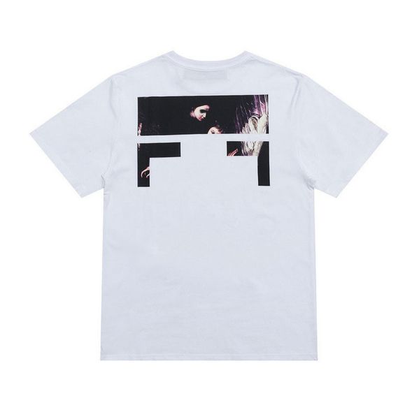 

classic brand mens fashion t shirts offs summer designer women loose tees quality t-shirt letter arrow oil painting black white tshirts lux, White;black