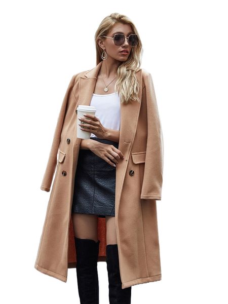 

double breasted longline coat m0db#, Black