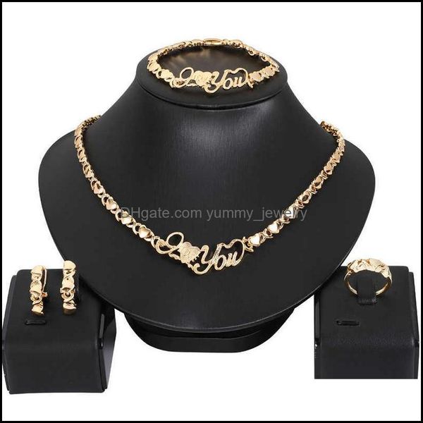 

other jewelry sets african set for women heart i love you necklace wedding earrings xoxo bracelets gifts 210720 drop delivery 2021 z4vaw, Silver