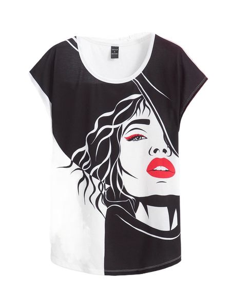 

x camille figure graphic colorblock tee x55a#, White