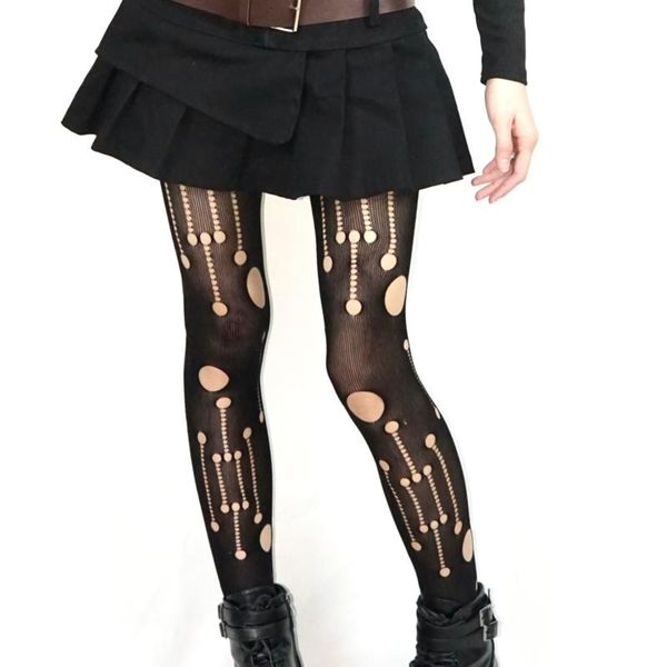 Calze da donna Shengrenmei Calze a rete da donna Anime Collant da donna sexy Collant a rete in nylon Lingerie Gothic Coscia alta calze nere