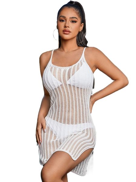 

split hem cover up without bikini s9l5#, White;black