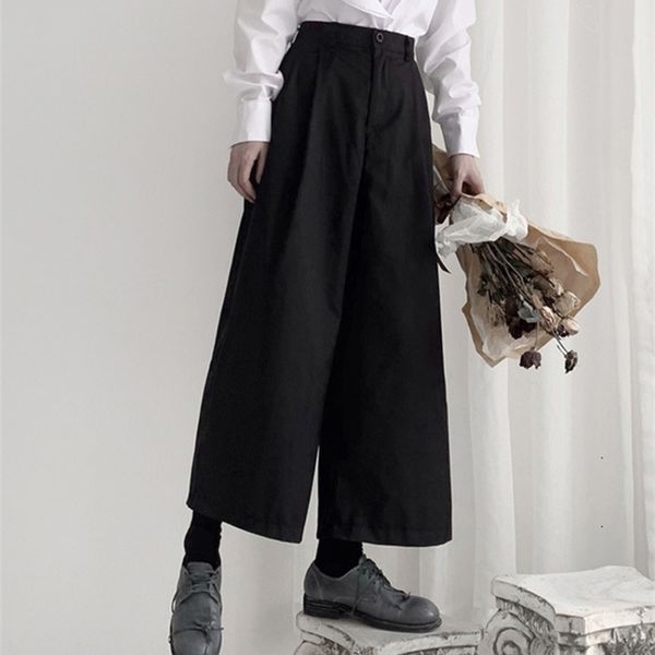 

[eam] high waist black brief leisure long wide leg trousers loose fit pant fashion spring autumn 19a-a551 220325, Black;white