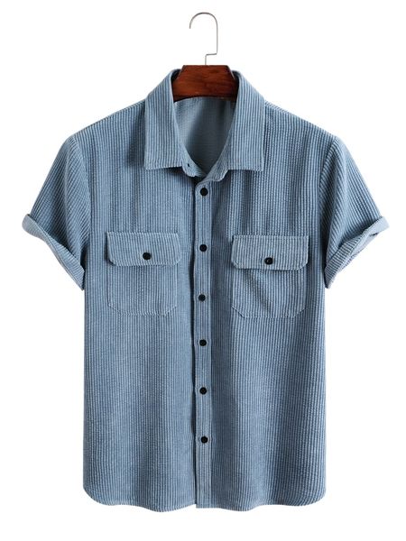

men flap pocket corduroy shirt c3gs#, White;black