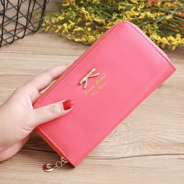 

ladies solid color wallet zipper in various colors is money bag hjmb, Red;black