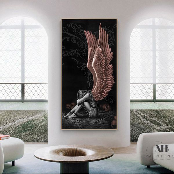 

imprisoned angel girl canvas painting gothic fashion art poster living room decoration wall pictures for room decor wall decor