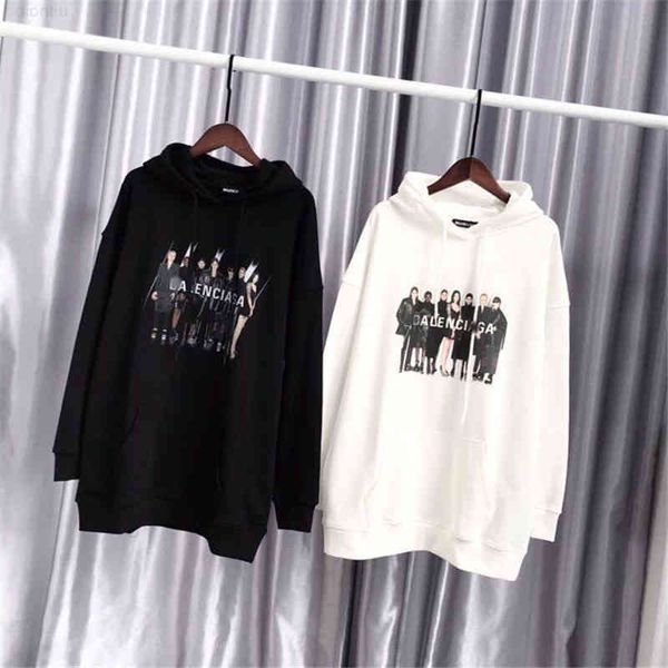 

e2gn new fashion brand bajia b portrait printed men's women's hoodie in autumn winter 2020 pure cotton long sleeve pullover, Black