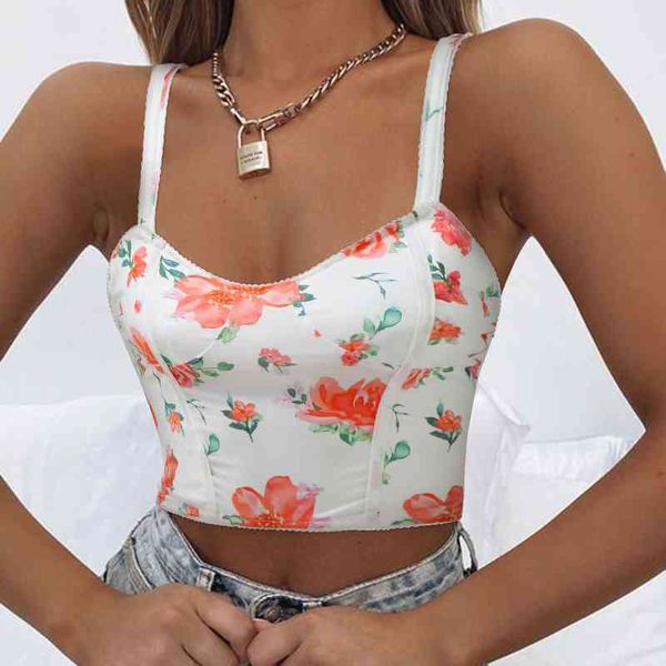 Ummer Corset Tanque Floral Tops Mulheres Sexy Casual Casual Plaziado Camisole Back Zipper Slim Crop Top Fit Vest DeBardeur Femmes Vest L220705