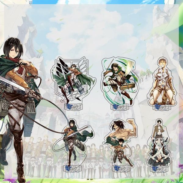 Portachiavi Anime Figure Attack On Titan Double Sided Acrilico Stand Model Plate Shingeki No Kyojin Desk Decor Fan Gift CollectionPortachiavi per