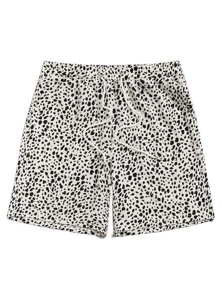 

romwe guys dalmatian drawstring shorts y8s5#, White;black
