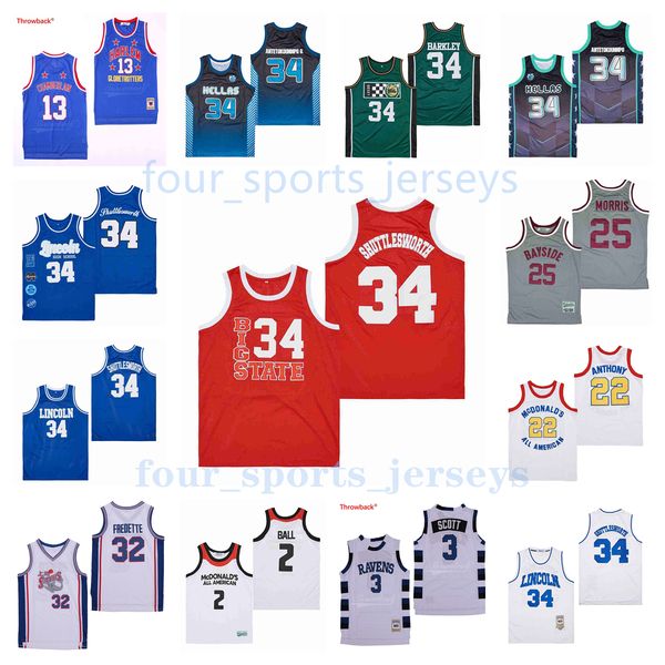 

ncaa movie basketball jerseys wilt chamberlain anthony charles barkley jesus shuttlesworth jimmer fredette lonzo ball hill scott zack morris, Black;red