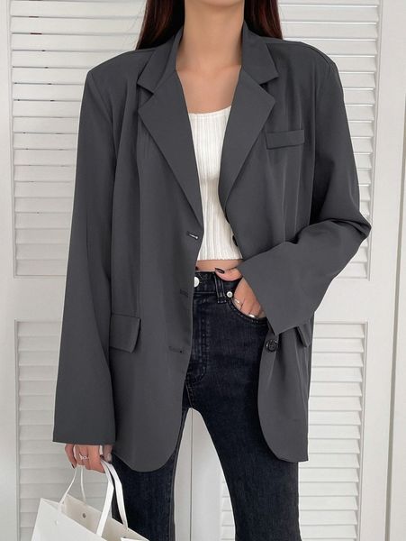 

dazy lapel neck single breasted blazer v8hr#, White