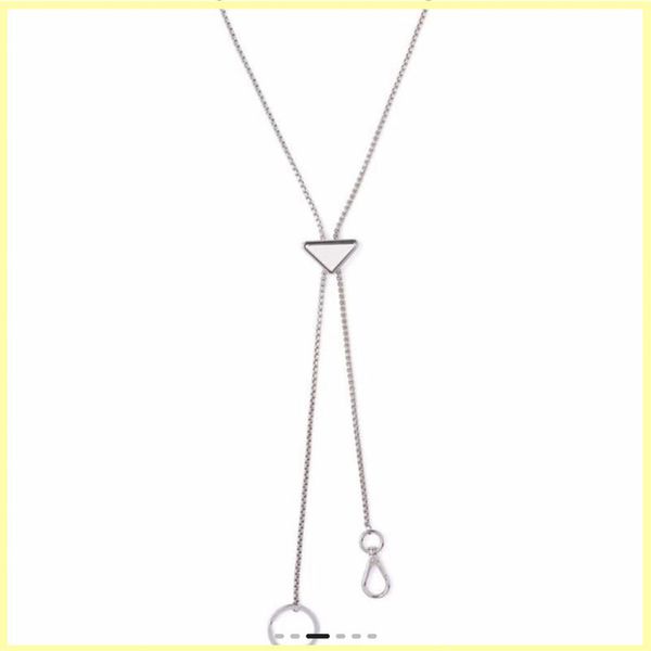 

mens womens designer necklace fashion triangle silver necklaces sweater chain pendant neckwear for women luxury jewelry key chain 262v