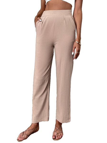 

high waist slant pockets pants i2dr#, Black;white