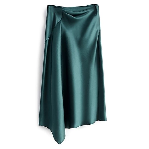 

elegant women satin irregular long skirt new womens retro high waist slim bag hip hips skirts saia 210325, Black