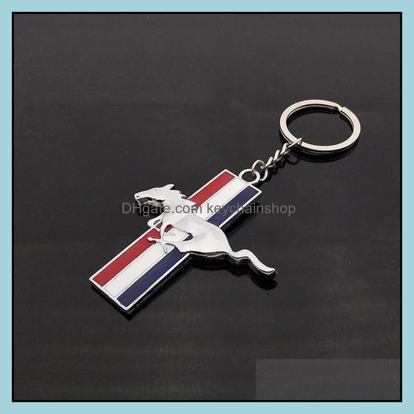 

keychains fashion accessories fit for ford mustang 3d car gift running horse chrome metal genuine key ring logo keychain keyring styling dro, Silver