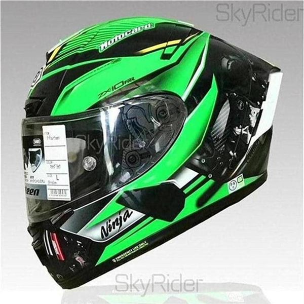 

full face shoei x14 kawasa ki green motorcycle helmet anti-fog visor man riding car motocross racing motorbike helmet-not-original273q