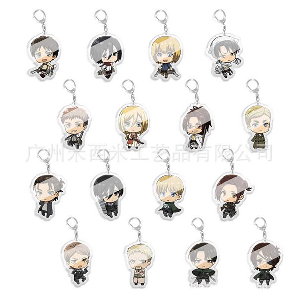 

keychains cartoon anime attack on titan levi ackerman eren jaeger key chain pendant cosplay two-sided acrylic keychain keyring prop, Silver