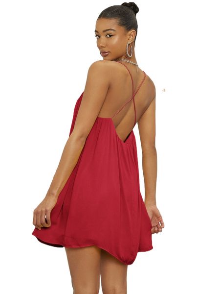 

crisscross backless cami dress k8jg#, Black;gray