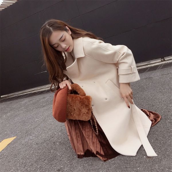 

mishow autumn and winter woolen coat female midlong new korean temperament women's popular woolen coat mx17d9636 201112, Black