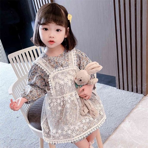 

kids clothes floral dress vest baby girl clothes lace girl set casual style tracksuit kids spring autumn 210412, White