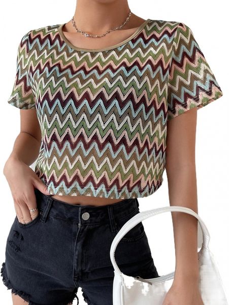 

chevron pattern contrast binding tee e9f6#, White